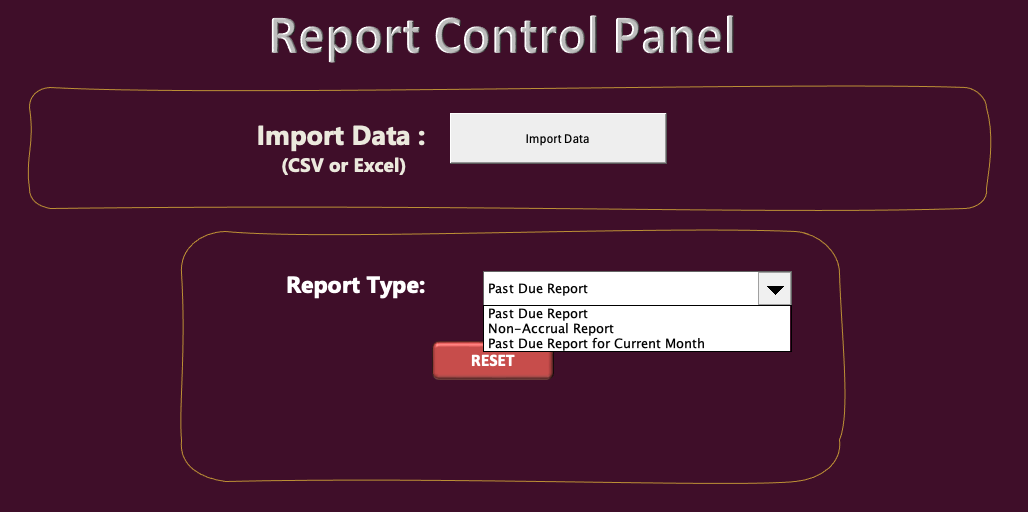 Report Control Panel UI